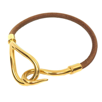 Hermes jumbo bracelet series single camel brown x gold leather men's women's