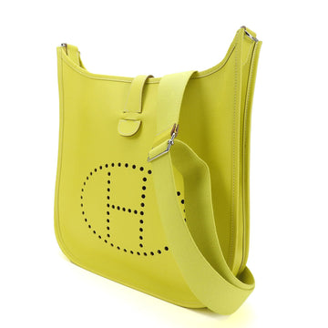 HERMES Shoulder Bag Evelyne 3GM JO Engraved Epson Yellow Lime Leather Women's