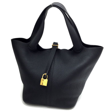 Hermes Handbag Picotin Lock MM C Engraved Made in 2018 Taurillon Clemence Black Women's HERMES