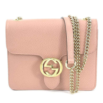 GUCCI Crossbody Shoulder Bag Leather/Metal Pink Beige/Gold Ladies 510304