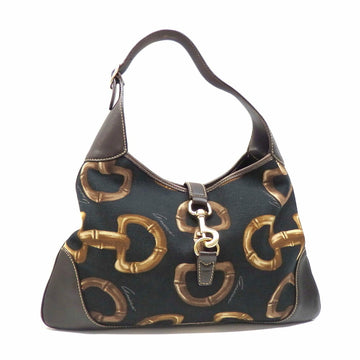 Gucci Shoulder Bag Ladies Brown Black Canvas Leather 153029 Horsebit