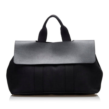 Hermes Valparaiso MM handbag tote bag black canvas leather ladies HERMES