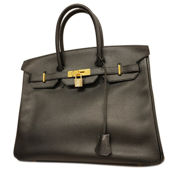 Hermes handbag Birkin 35 ???B engraved Ardennes black gold metal