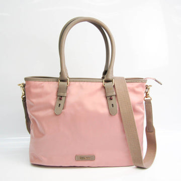 PAUL SMITH Women's Leather,Nylon Handbag,Shoulder Bag Gray,Light Pink