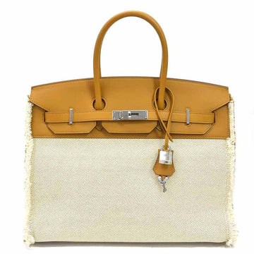 Hermes Handbag Birkin Frey 35 Sesame Vaux Swift x Twill Ash HERMES Ladies