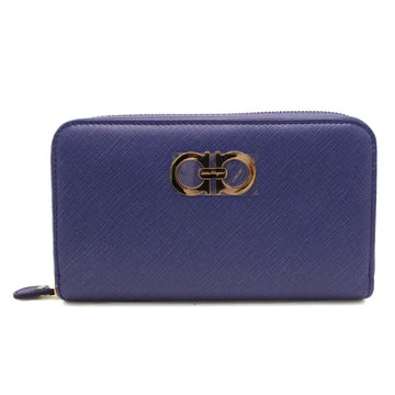 SALVATORE FERRAGAMO Gancini KB-22 B742 Women's Leather Long Wallet [bi-fold] Purple Blue