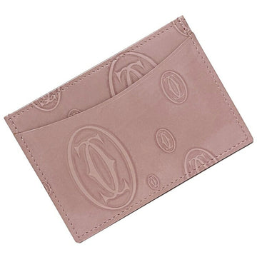 Cartier Card Case Pink Happy Birthday Leather Pass Holder Ladies
