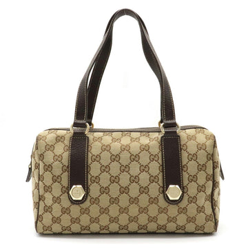 Gucci GG canvas handbag shoulder bag leather khaki beige dark brown 152457
