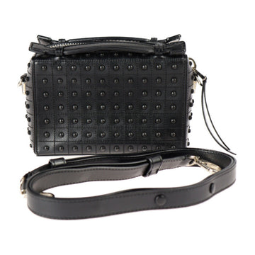 TOD'S Gommini Micro Shoulder Bag Leather Black Silver Hardware 2WAY Handbag Studs
