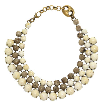 Gucci Triple Stone Gold Chain Choker Necklace Ivory Gray 0358 GUCCI