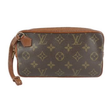 Louis Vuitton Pochette Sport PM Second Bag Monogram Canvas Leather Brown Gold Hardware Wristlet Clutch Pouch