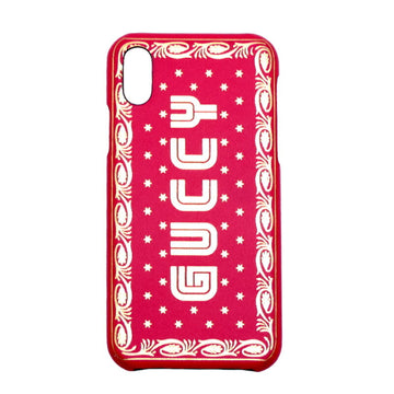 GUCCI GUCCY Print iPhoneX/Xs Case Women's/Men's Cell Phone/Smartphone 524976 Leather Pink/Gold