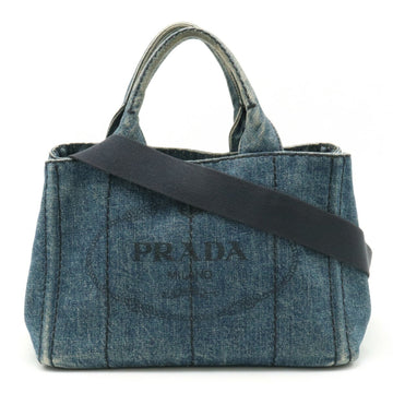 PRADA CANAPA Tote Bag Handbag Shoulder Denim Blue 1BG439