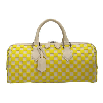 Louis Vuitton Speedy East West Damier Cubic Handbag Leather Yellow Ladies