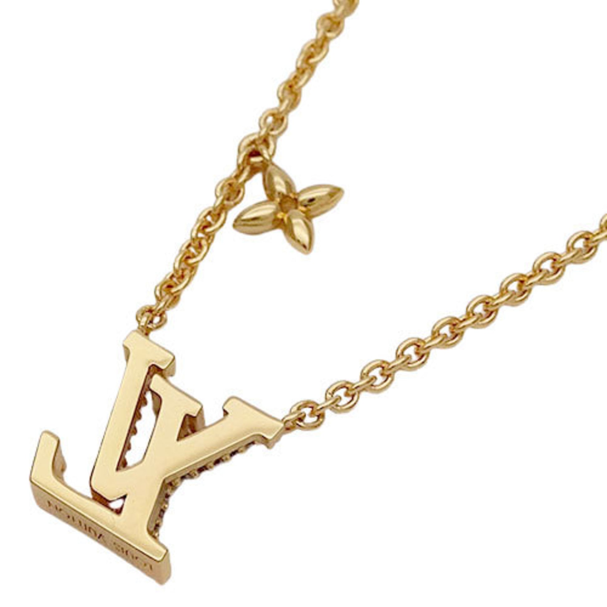 Louis Vuitton Corriet LV Iconic Pendant Necklace Gp Rhinestone Gold Japan  Used