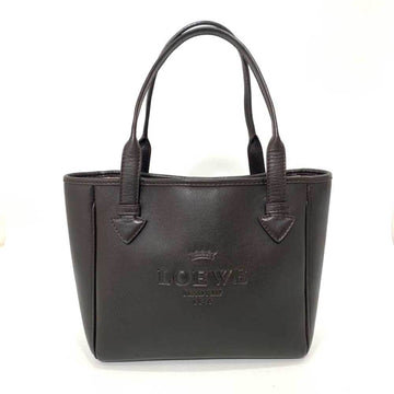 LOEWE Bag Heritage Tote Brown Tea Handbag Embossed Motif Ladies Leather