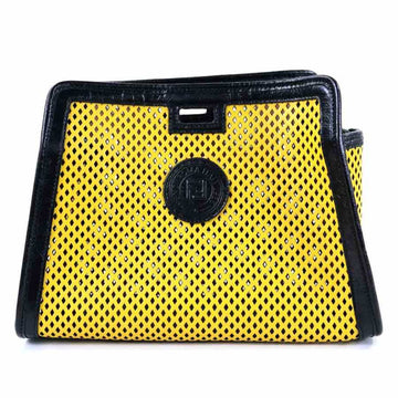 Fendi Bag Cover Peek-A-Boo Small Leather Yellow x Black Unisex
