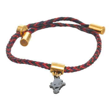 LOUIS VUITTON Brass Reflex Friendship Bangle Bracelet MP234E Red Black Gold Leather Women's