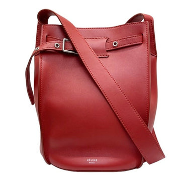 Celine Big Bag Bucket Leather Shoulder Red Belt Calf 187243 Ladies
