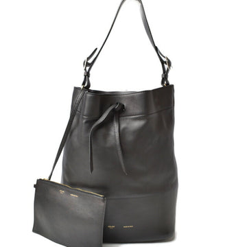 CELINE bag drawstring  Seau leather black