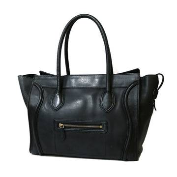 Celine Shoulder Bag Luggage Phantom Black Women's Leather