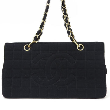 CHANEL Chocolate Bar Chain Handbag No. 7 Cotton Jersey Black Coco Mark Shoulder Ladies hand bag coco black