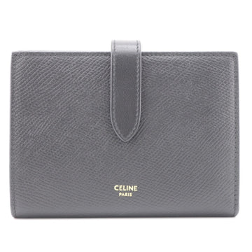 CELINE/ Medium Strap New Bifold Wallet Black Ladies