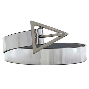 BOTTEGA VENETA triangle belt silver metallic 609275 25mm 70cm 65cm leather metal