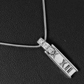 TIFFANY Atlas Bar Necklace K18 WG White Gold 3P Diamond &Co.