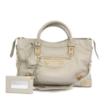BALENCIAGA City 115748 Women's Leather Handbag,Shoulder Bag Light Gray