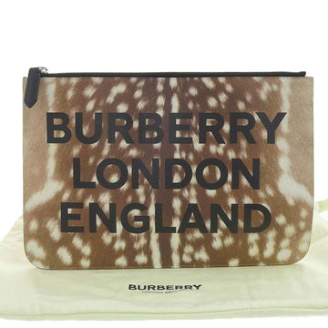 BURBERRY London  LONDON Leopard Clutch Bag Pouch Brown