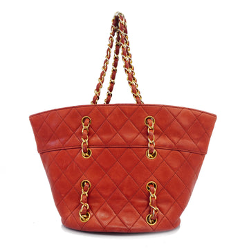 CHANELAuth  Matelasse Handbag Women's Leather Handbag Red Color
