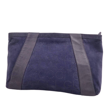 GUCCI bag clutch second punching suede leather men's women's navy