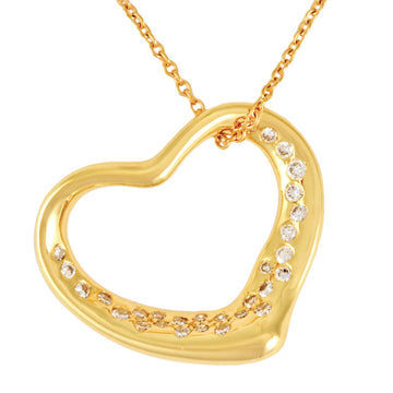 TIFFANY&Co Open Heart Diamond Necklace K18YG Pendant Elsa Peretti