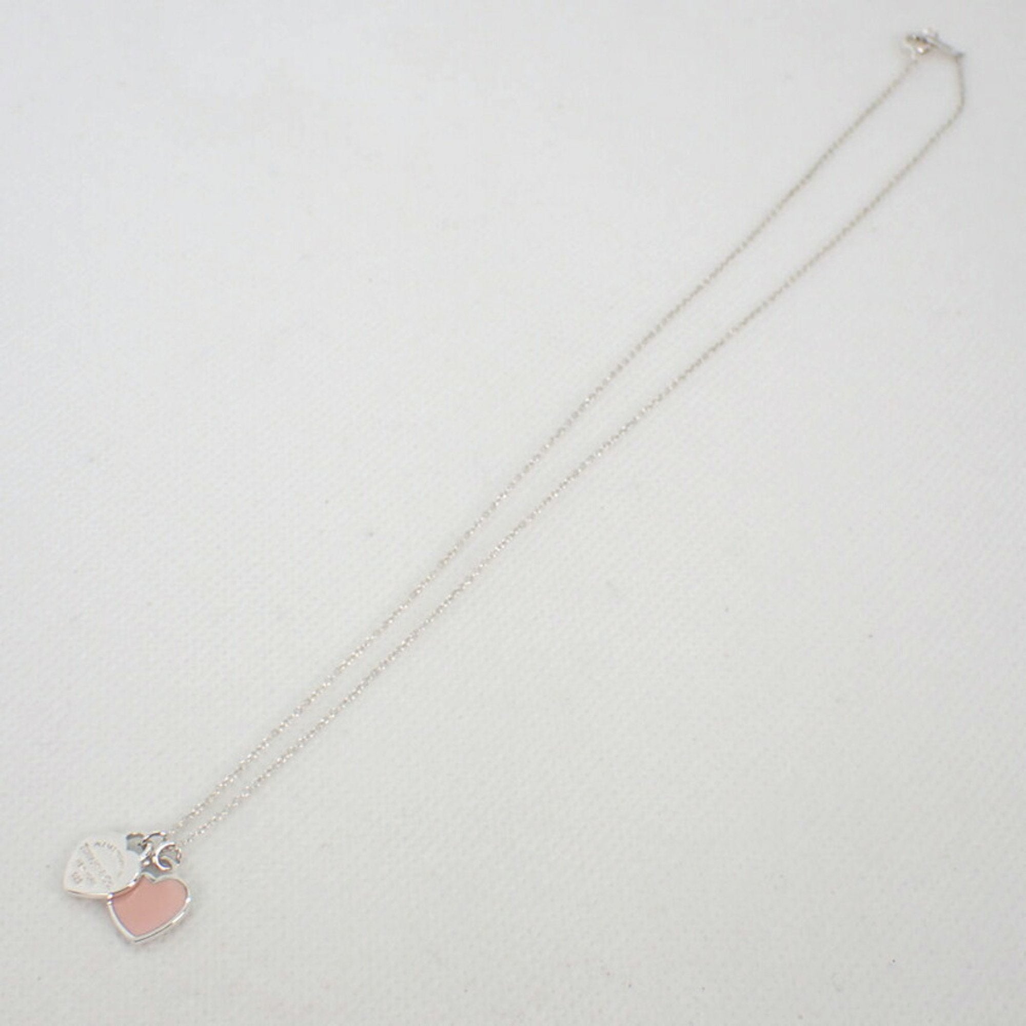 Tiffany Sentimental Double Heart Necklace 18 Karat Pink Gold & Sterling  Silver | eBay