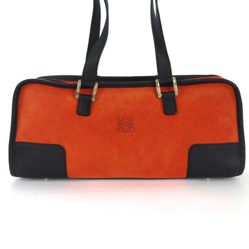 LOEWE shoulder bag suede leather red orange black chic ladies