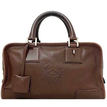LOEWE Handbag Amazona 30 Brown Silver Anagram Leather  Boston Women's Soft