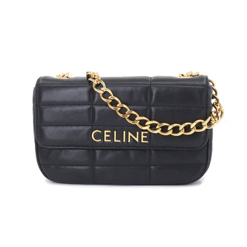 CELINE Chain Shoulder Bag Matelasse Monochrome Leather Black 111273EYD Gold Hardware shoulder bag