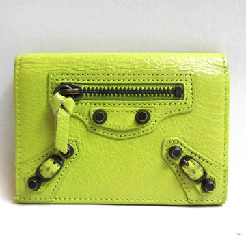 BALENCIAGA Classic Card Case Business Holder Yellow Leather 253050
