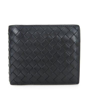 BOTTEGA VENETA Bifold Wallet Compact Intrecciato Black Unisex Men's Women's  black wallet