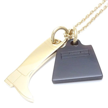 HERMES Amulet Marokinnier Pendant PM H057028FD00 Necklace Small GP Gold Plated Buffalo Horn 199418