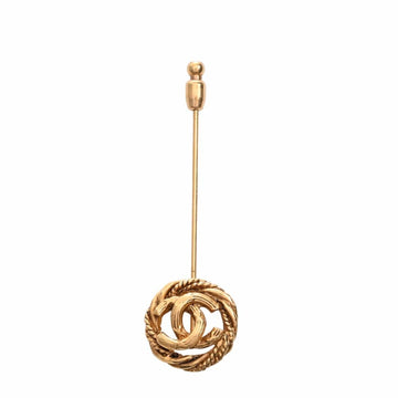 CHANEL Coco Mark Pin Brooch Gold Ladies