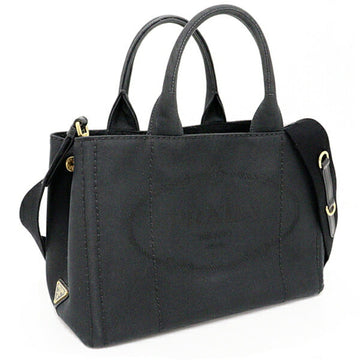 PRADA Kanapa 2WAY bag mini tote shoulder handbag canvas 1BG155 black gold metal fittings