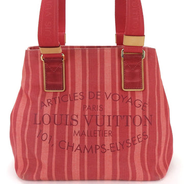 LOUIS VUITTON Tote Bag Plan Soleil Hippo PM M94146 Striped Red Canvas Ladies