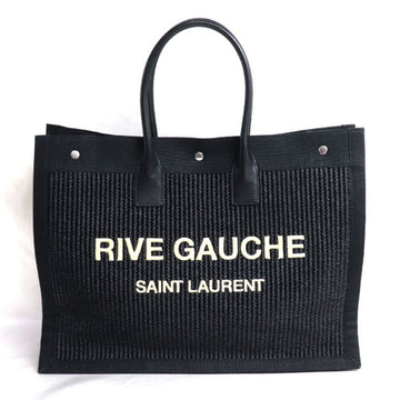SAINT LAURENT Rive Gauche Large Raffia Tote Bag Black 509415 Women's