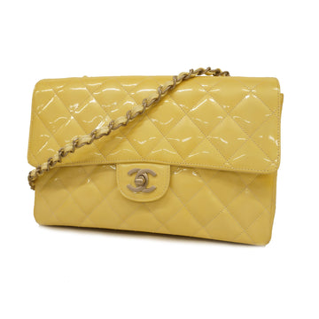 Chanel Matelasse Single Chain Patent Leather Shoulder Shoulder Bag Yellow