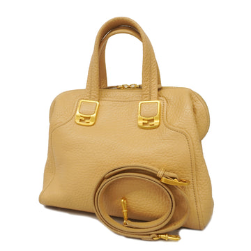 FENDIAuth  Chameleon 2WAY Bag Women's Leather Handbag,Shoulder Bag Beige