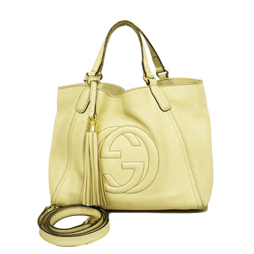 Gucci Soho 2way bag 336751 Women's Leather Handbag,Shoulder Bag Ivory