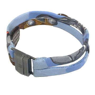 HERMES Petit h bracelet silk H metal fittings light blue