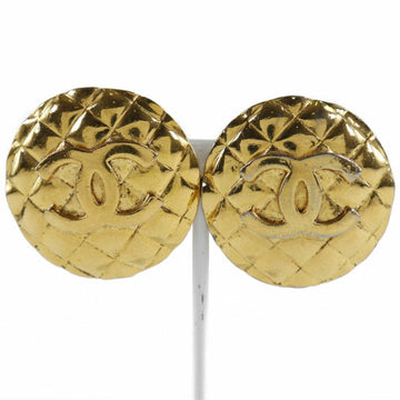 CHANEL Cocomark Matelasse Vintage Gold Plated 23 Ladies Earrings